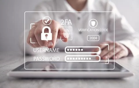 Two-factor authentication 2FA security. Personal data security Stock Photos