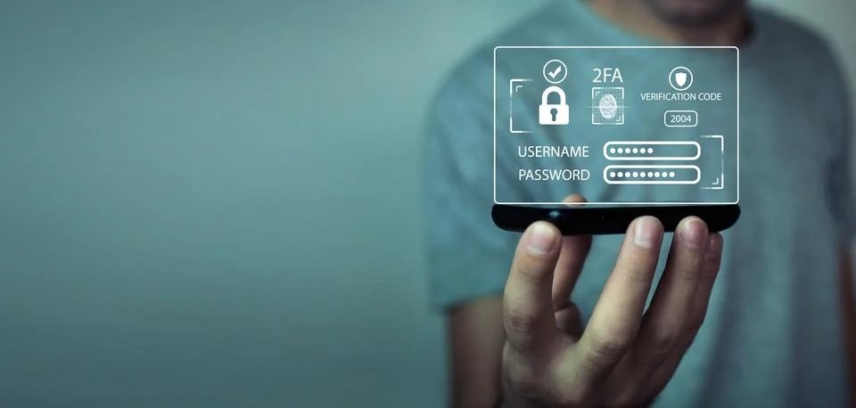 Two-factor authentication 2FA security. Personal data security Stock Photos