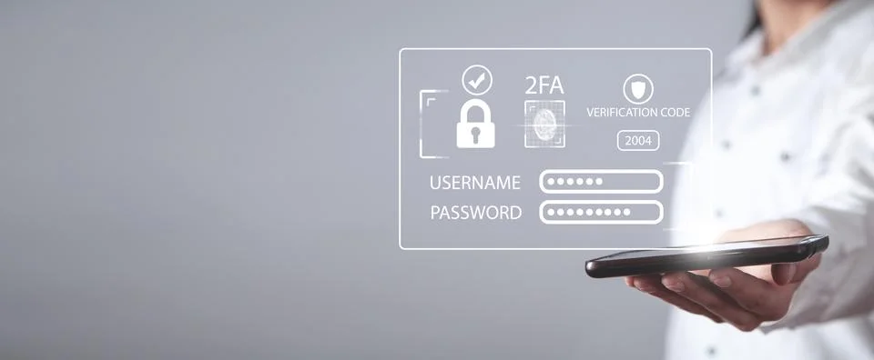 Two-factor authentication 2FA security. Personal data security Stock Photos