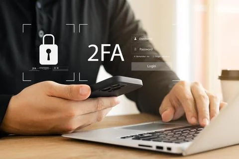 Two-factor authentication 2FA via smartphone, two-factor authentication sec.. 스톡 사진