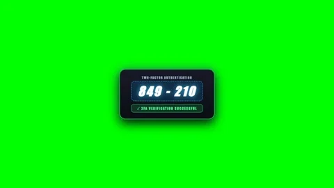 Two-factor Authentication 2FA Verification Success HUD Card on Green Screen Vídeos de archivo 345878507