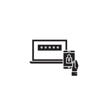 Two factor authentication black vector concept icon. Two factor authentication Stock Illustration