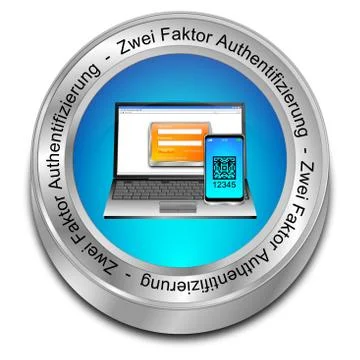 Two Factor Authentication button - in german -  3D illustration Illustrazione stock