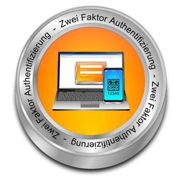 Two Factor Authentication Button - in german - 3D illustration Illustrazione stock