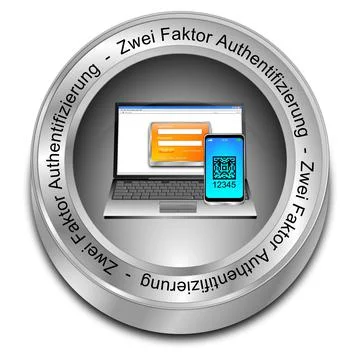 Two Factor Authentication Button - in german - 3D illustration イラスト素材