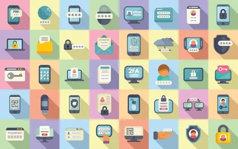 Two factor authentication icons set flat vector. Code certificate イラスト素材