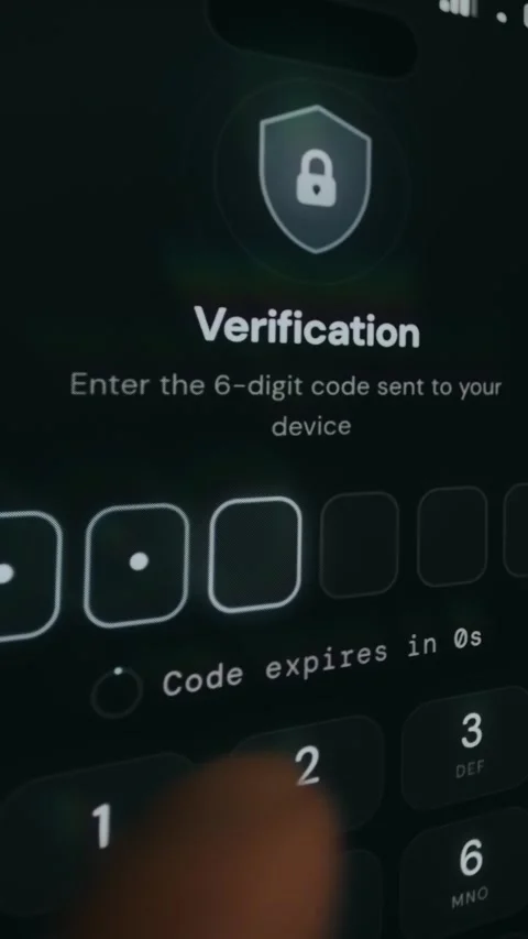 Two-factor authentication interface with user inputting a 6-digit verification Stock Footage 333831622