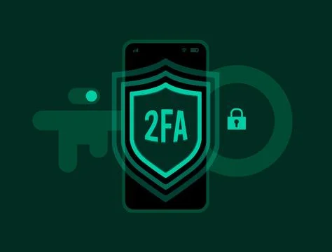 Two factor authentication mobile screen with shield icon and security lock login 库存插图