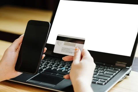 Two factor authentication online card mobile phone Stock Photos