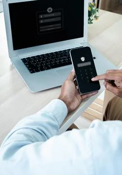 Two factor authentication or 2FA concept. Safety shield icon while access on  Stock Photos