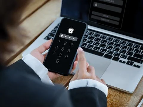 Two factor authentication or 2FA and cyber security concept. Stock Photos