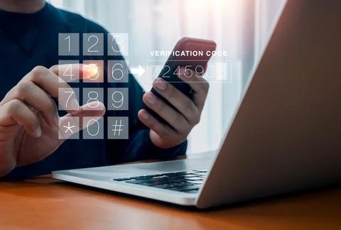 Two factor authentication or 2FA concept. Verification code with numbers pa.. Stock Photos