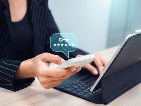 Two factor authentication or 2FA, cyber security technology concept. Asteri.. Stock Photos