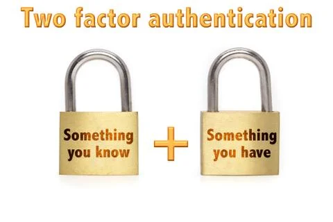 Two factor authentication padlocks concept isolated on white Stock Photos
