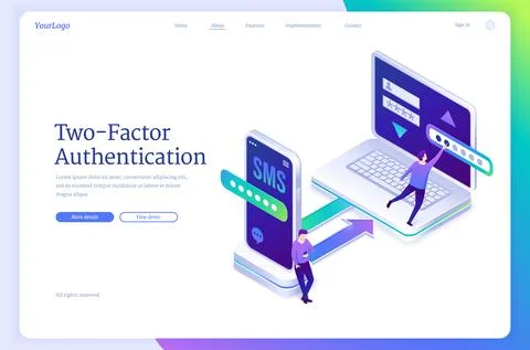 Two-factor authentication with password and sms Stock Illustration