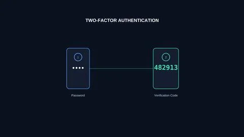 Two-factor authentication process with password and verification code on mo.. Stock Illustration