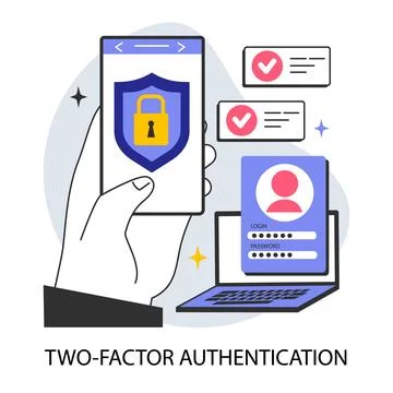 Two-factor authentication. Profile and account security. Login and password Stock Illustration