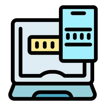 Two factor authentication protecting laptop using mobile phone app Stock Illustration