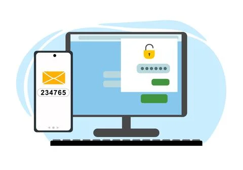 Two-factor authentication security. Login confirmation notification with a Stock Illustration