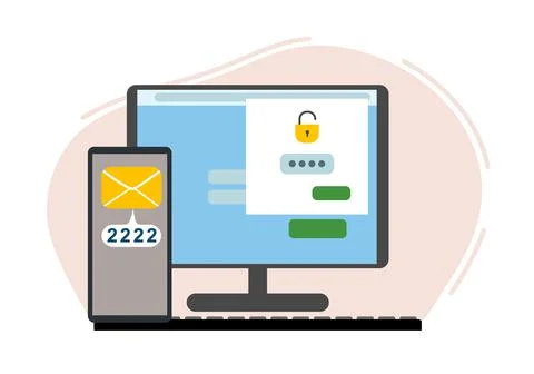 Two-factor authentication security. Login confirmation notification with a Stock Illustration