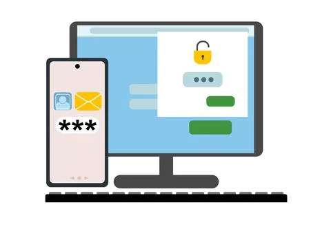 Two-factor authentication security. Login confirmation notification with a Stock Illustration
