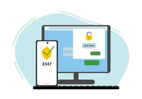 Two-factor authentication security. Login confirmation notification with a Stock Illustration
