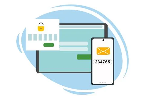 Two-factor authentication security. Notification of login confirmation with a Stock Illustration