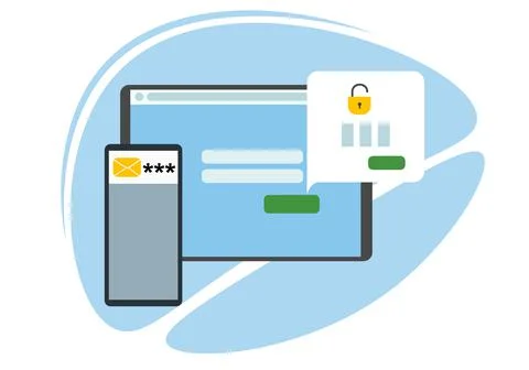 Two-factor authentication security. Notification of login confirmation with a Illustrazione stock