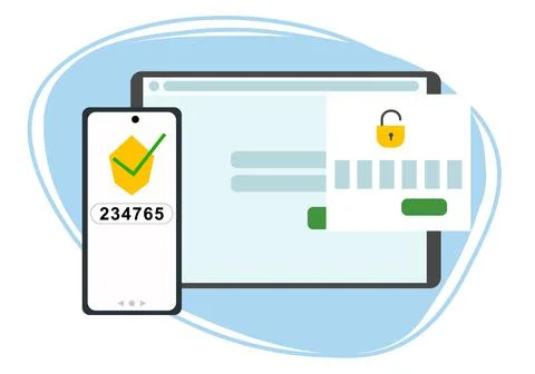 Two-factor authentication security. Notification of login confirmation with a Stock Illustration