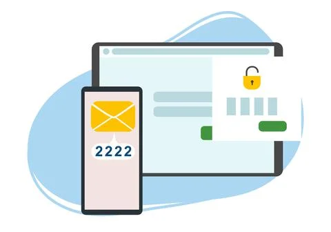 Two-factor authentication security. Notification of login confirmation with a Stock Illustration