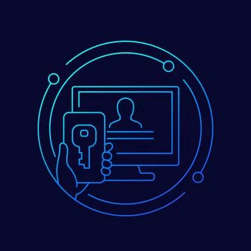 Two factor authentication thin line vector art Stock Illustration