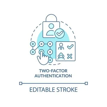 Two factor authentication turquoise concept icon Stock Illustration