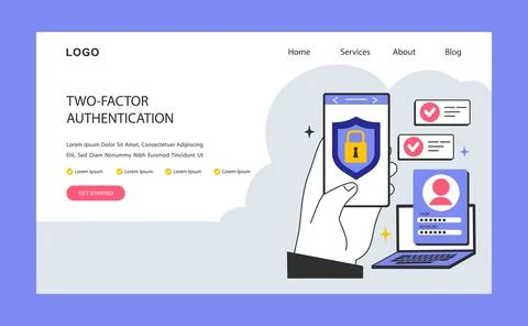 Two-factor authentication web banner or landing page. Profile 스톡 일러스트