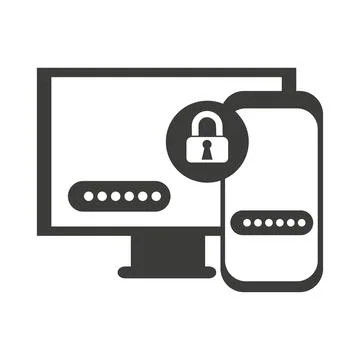 Two-factor authorization to log in. A smartphone and a computer silhouette with Illustration