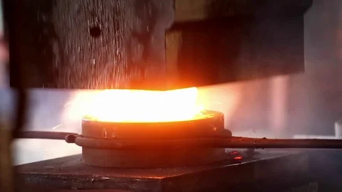 Two factory workers forged part under pressure Video stock 76856913