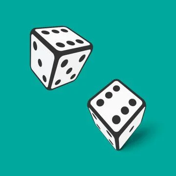 Two falling dice. Vector illustration. Stock Illustration