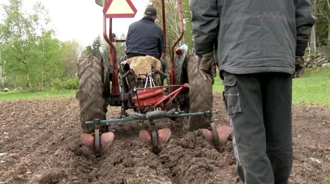 Two farmers Plowing a small farm Stock Footage 51692002