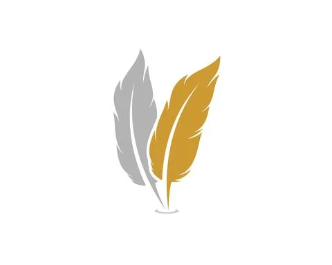 Two feather with gold and gray colors Stock Illustration