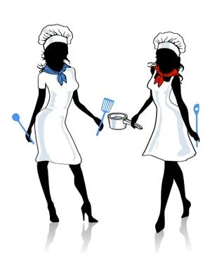 Two female cook Stock Illustration