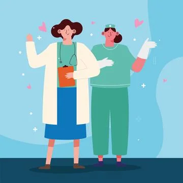 Two female doctors Illustrazione stock