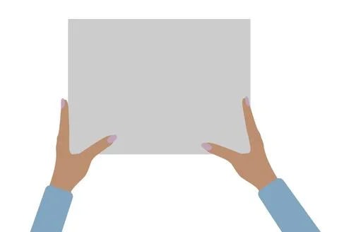 Two female hands holding empty banner, copy space for text. Vector illustrati Stock Illustration