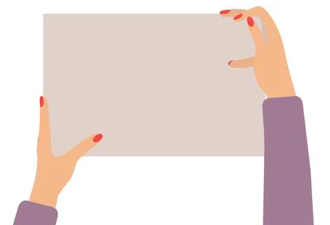 Two female hands holding empty banner, copy space for text. Stock Illustration