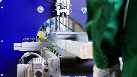 Two female workers or engineers wearing uniform working at furniture factory. 4K Stock Footage 164679325