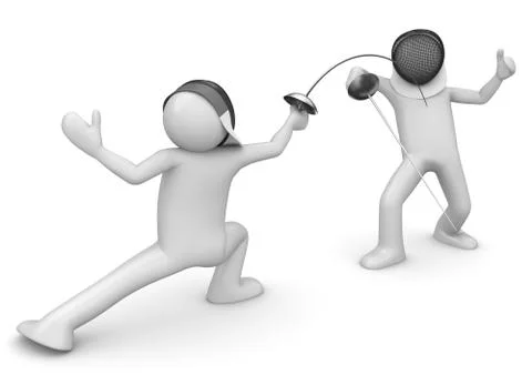 Two fencers (3d isolated on white background characters series) Stock-Illustration