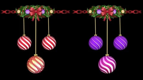 Two festive Christmas hanging decorations with pine and bows Stock Footage 323622901
