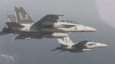 Two fighter jets in flight Stock Footage 51234892