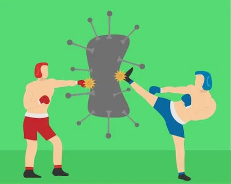 Two fighters attack virus Stock Illustration