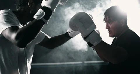 Two fighters face to face during boxing ... | Stock Video | Pond5