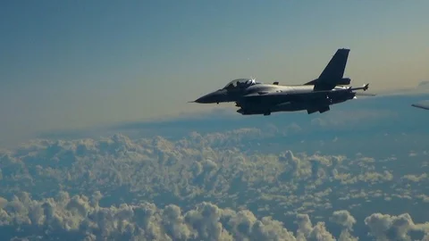 Two fighters flying side by side Stock Footage 116119242