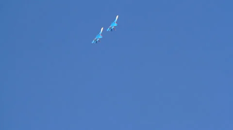 Two fighters perform a loop Stock Footage 33608503